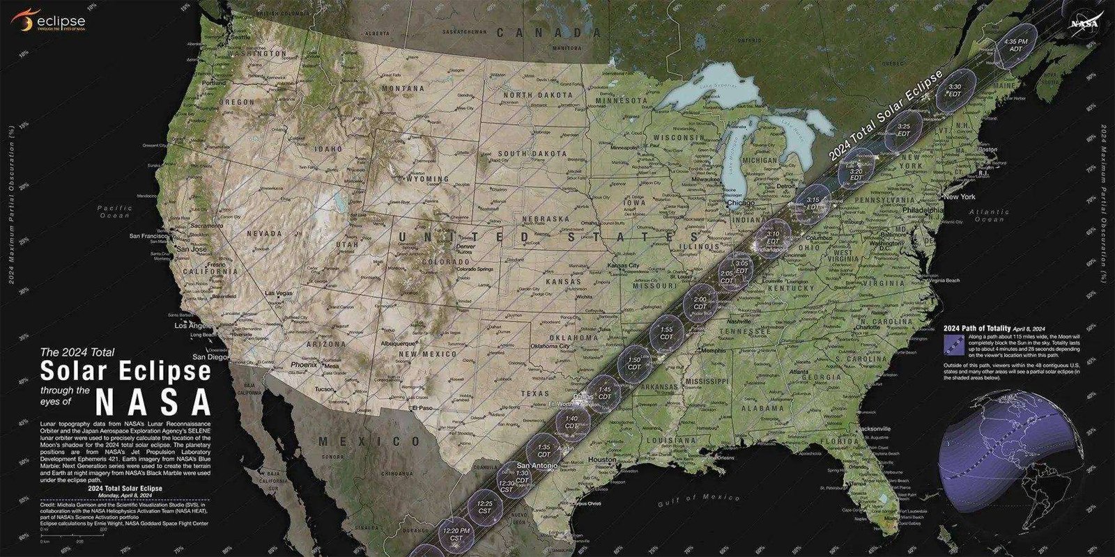 Solar Eclipse Path Generated By NASA For North America